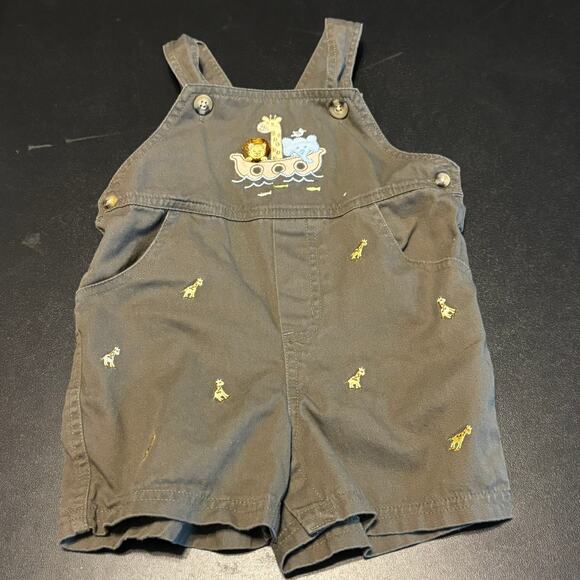 Starting Out Baby Boys Overalls Romper 18M Noah’s Ark Giraffe Embroidery Green - Picture 1 of 3